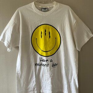 Lee Vintage Sz L 90s Cotton Have a Day White Crew‎ Neck Tee Shirt NEW Pullover